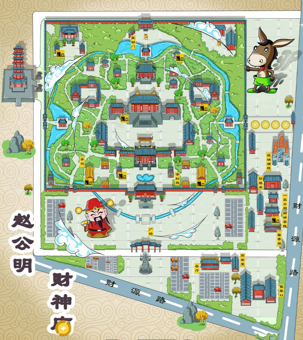 荣邦乡寺庙类手绘地图